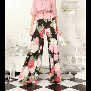Alice Olivia bouquet print floral wide leg pants